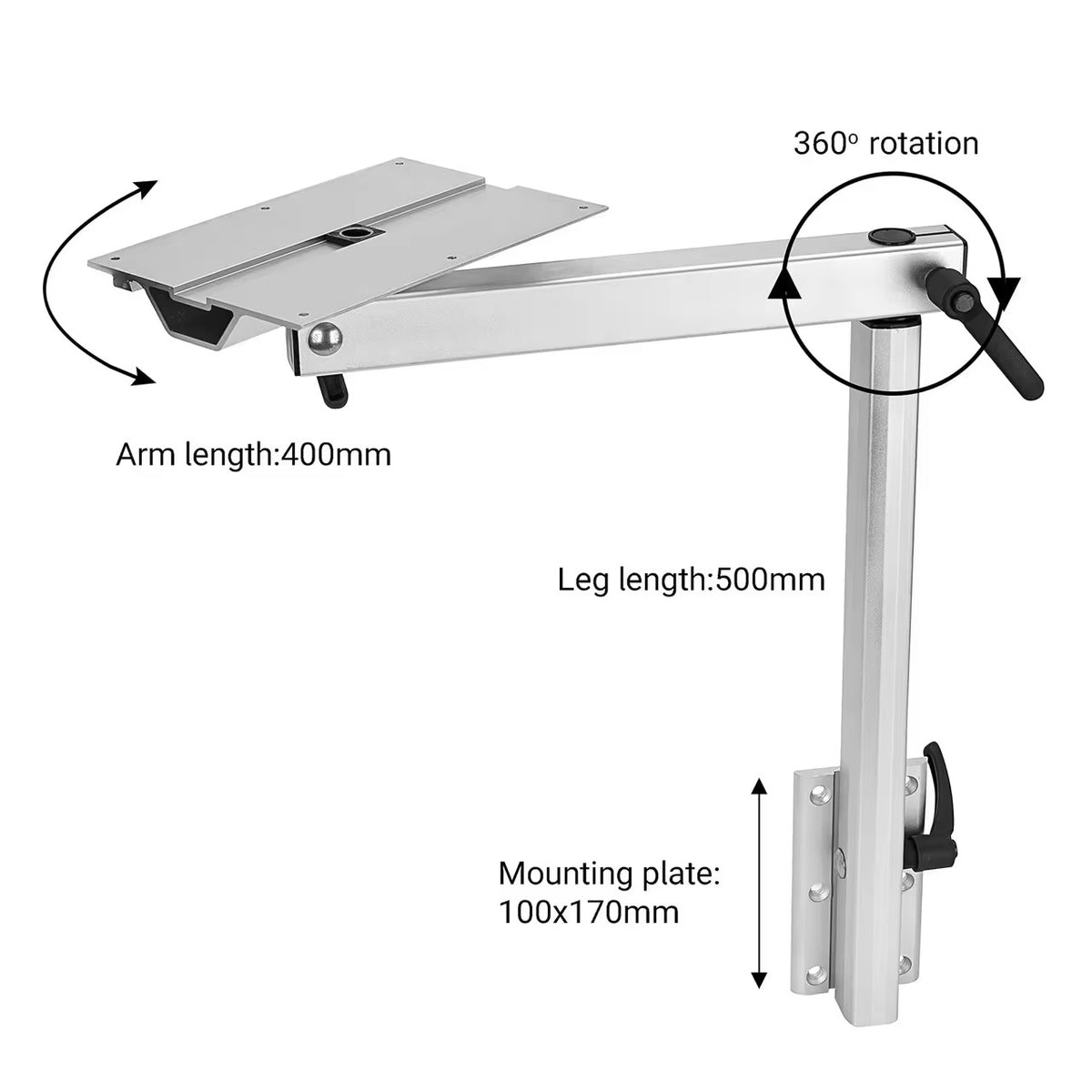360° Rotatable RV Table Leg, Aluminum Swivel Foldable Table Bracket Mount for Camper, RV, Caravan, Boat
