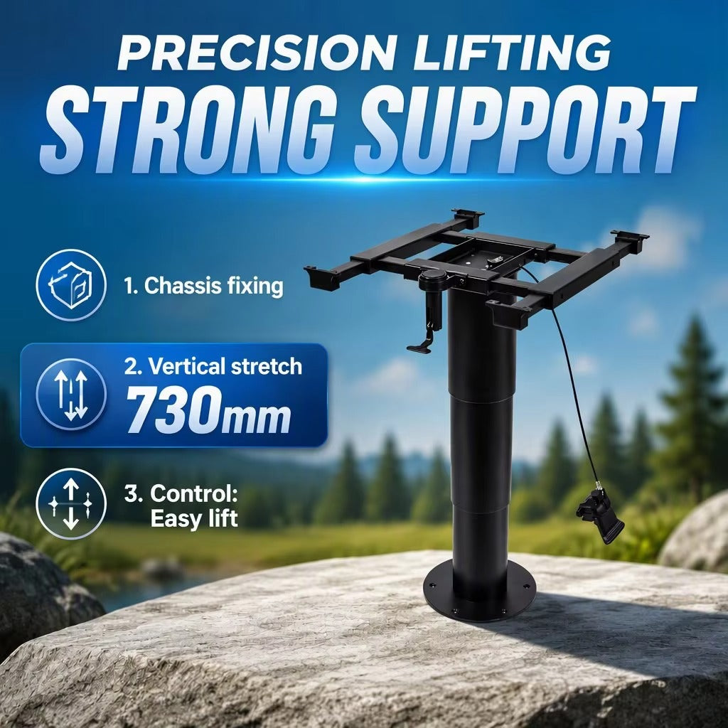 Pneumatic RV Table Leg, Height Adjustable Aluminum Swivel Table Pedestal with Steel Base for Camper, Van, Boat