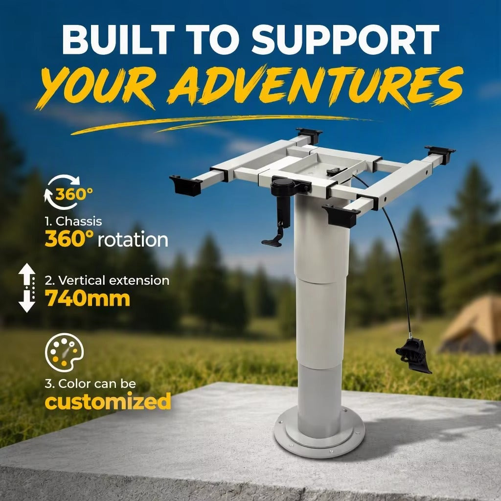 Pneumatic RV Table Leg, Height Adjustable Aluminum Swivel Table Pedestal with Steel Base for Camper, Van, Boat