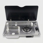 Portable Built-In Gas Cooktop, Tempered Glass Cover for Motorhome Caravan RV